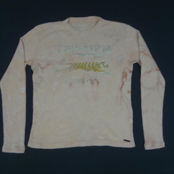 LUCKY BRAND TRIUMPH MOTORCYCLE THERMAL WAFFLE WEAVE SMALL LONG SLEEVE SHIRT L297 - Picture 3 of 5